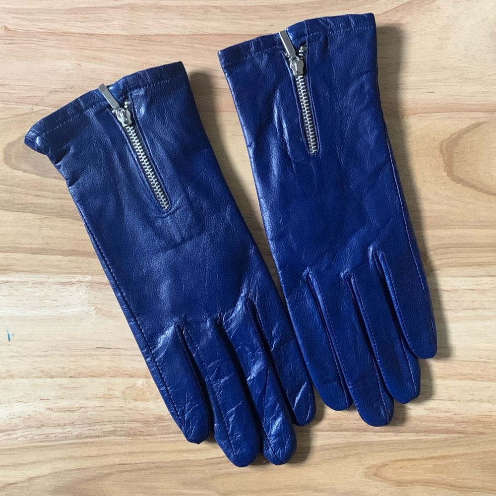 Royal Blue Leather Gloves